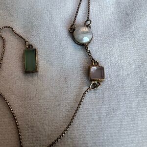 Karen London 16.5” triple-dropped stone necklace in 24-carat gold-plated brass